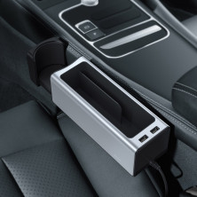 Автомобільний органайзер Baseus Deluxe Metal Armrest Console Organizer c 2USB виходами і підсклянником Сріблястий