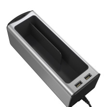 Автомобільний органайзер Baseus Deluxe Metal Armrest Console Organizer c 2USB виходами і підсклянником Сріблястий