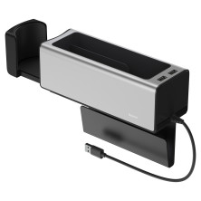 Автомобільний органайзер Baseus Deluxe Metal Armrest Console Organizer c 2USB виходами і підсклянником Сріблястий