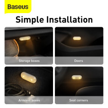 Дополнительная Led подсветка в бардачок автомобиля Baseus Capsule Car Interior Lights набор 2 штуки Белый