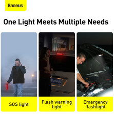 Аварийный фонарик на солнечной батарее автомобильный Baseus Solar Emergency Car Flashlight Черный