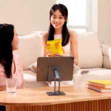 Підставка для телефона і планшета настільна Baseus Desktop Biaxial Foldable Metal Stand for Tablets обертання 360° Сірий