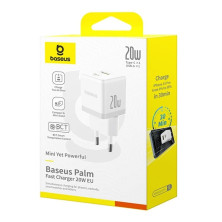 Сетевое зарядное устройство Baseus Palm Fast Charger QC3.0+PD3.0 20W USB+Type-C 3A Белый