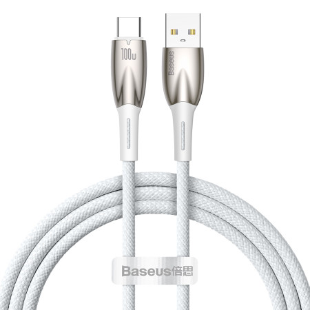Кабель Baseus Glimmer Series Fast Charging Data Cable USB to Type-C 100W 20V 5A 1m Білий