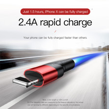 Кабель Baseus Cafule Cable Special Edition USB to Lightning 2.4A 1m Чорно-Червоний