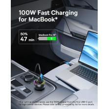 Автомобільний зарядний пристрій Baseus Multi-Port Fast Charge Car Charger 152.5W USB+2Type-C + Кабель Type-C to Type-C 100W 1м Чорний