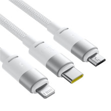Кабель Baseus StarSpeed Series 3-in-1 Fast Charging Data Cable USB to Lightning+Type-C+MicroUSB 100W 1.5m Білий