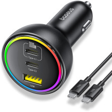 Автомобільний зарядний пристрій Baseus Multi-Port Fast Charge Car Charger 152.5W USB+2Type-C + Кабель Type-C to Type-C 100W 1м Чорний