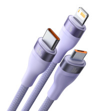 Кабель Baseus Flash Series 2 3-in-1 Fast Charging Data Cable USB to Lightning+Type-C+MicroUSB 66W 1.2m Фіолетовий