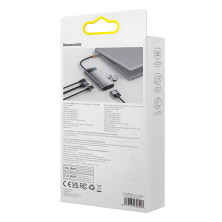 USB-хаб Baseus 7in1 Metal Gleam -Port Type-C HUB Adapter Type-C to USB3.0*3, Type-C(PD)*1, 4KHDMI, VGA, RJ45 Сірий