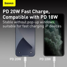 Кабель Baseus Simple Wisdom Series Fast Charging Data Cable Type-C to Lightning PD 20W 1.5m Набор 2 шт Белый