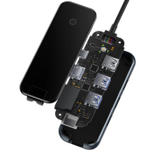 USB-хаб Baseus 8in1 AcmeJoy 8-Port Type-C HUB Adapter Type-C to USB3.0*2, USB2.0*1, Type-C*1, 4KHDMI, RJ45, TF, SD Серый