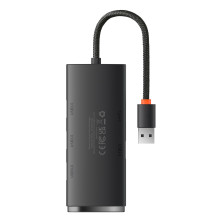 USB-хаб Baseus 4in1 Lite Series 4-Port Type-A HUB Adapter Type-A to USB3.0*4 кабель 0.25м Чорний