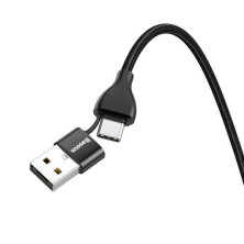 Кабель Baseus Dual Output Cafule 2-in-1 Fast Charging Data Cable USB + Type-C to Lightning 18W 1m Чорний