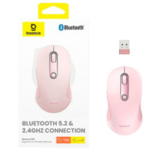 Бездротова мишка Baseus F02 Ergonomic Wireless Mouse 2.4G/BT5.2 1000-1600-2000-2400-4000dpi Рожевий