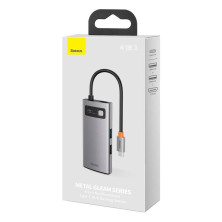 USB-хаб Baseus 4in1 Metal Gleam 4-Port Type-C HUB Adapter Type-C to USB3.0*1, USB2.0*1, Type-C(PD)*1, 4KHDMI Сірий