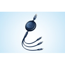 Кабель Baseus Bright Mirror 2 Series Retractable 3-in-1 Fast Charging Data Cable USB to Lightning+Type-C+MicroUSB 3.5А 1.1m Синій