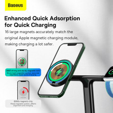 Беспроводное зарядное устройство Baseus Swan 3in1 Magnetic с функцией MagSafe и Qi 20W Черный