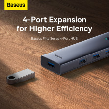 USB-хаб Baseus 4in1 UltraJoy 4-Port Type-A HUB Adapter Type-A to USB3.0*4 Сірий