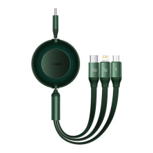 Кабель Baseus Bright Mirror 2 Series Retractable 3-in-1 Fast Charging Data Cable Type-C to Lightning+Type-C+MicroUSB 100W 1.1m Зеленый