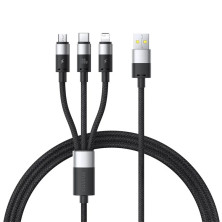 Кабель Baseus StarSpeed Series 3-in-1 Fast Charging Data Cable USB to Lightning+Type-C+MicroUSB 100W 1.5m Чорний