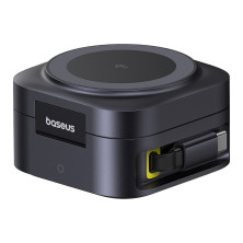 Беспроводное зарядное устройство Baseus PicoGo Series 2-in-1 Magnetic с функцией MagSafe и Qi2 15W и встроенным кабелем Type-C 67W Черный
