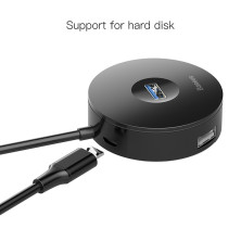 USB-хаб Baseus 5in1 Round Box HUB Adapter Type-C to USB3.0, USB2.0*3, Micro USB Серый
