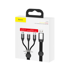 Кабель Baseus Car Co-sharing Cable 3-in-1 Fast Charging Data Cable USB to Lightning+Type-C+MicroUSB 3.5А 1m Чорний