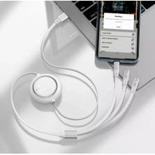 Кабель Baseus Bright Mirror Retractable 3-in-1 Fast Charging Data Cable USB to Lightning+Type-C+MicroUSB 3.5А 1.2m Белый
