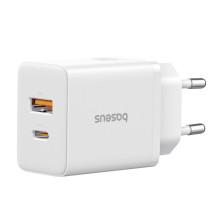 Мережевий зарядний пристрій Baseus Cube Fast Charger QC3.0+PD3.0 30W USB+Type-C 3A Білий