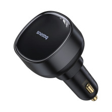 Автомобільний зарядний пристрій Baseus Enjoyment Pro Retractable 55W USB і з вбудованим кабелем Lightning 0.70м Чорний