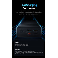 УМБ Baseus Star-Lord Digital Display 30000mAh 22.5W с технологией QC3.0+PD3.0 2USB+Type-C + Кабель USB to Type-C Черный