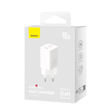 Сетевое зарядное устройство Baseus GaN5 Pro PD3.0 40W 2Type-C 3A Белый