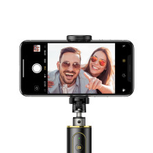 Селфи-монопод Baseus Fully Folding 2in1 с функцией штатива и пультом Bluetooth Черно-Золотой