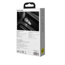 FM-трансмиттер Baseus Energy Column 2в1 MP3 Car QC3.0 18W Charger Bluetooth 5.0 2USB 3A Серебристый