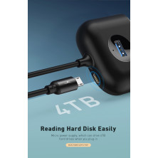 USB-хаб Baseus 5in1 Square Round HUB Adapter Type-A to USB3.0, USB2.0*3, Micro USB кабель 1м Чорний