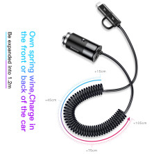 Автомобильное зарядное устройство Baseus Enjoy Together 2в1 4.8A USB с зарядным кабелем Type-C / Lightning 1.2м Черный