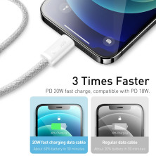 Кабель Baseus Dynamic Series Fast Charging Data Cable Type-C to Lightning PD 20W 2m Білий