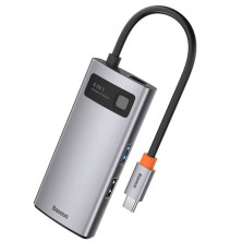 USB-хаб Baseus 4in1 Metal Gleam 4-Port Type-C HUB Adapter Type-C to USB3.0*1, USB2.0*1, Type-C(PD)*1, 4KHDMI Сірий