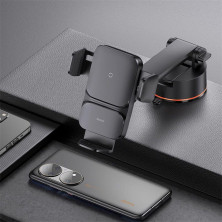 Бездротовий автомобільний зарядний пристрій Baseus Wisdom Auto Alignment Car Mount Wireless Charger Suction Base з технологією Qi 15W Чорний