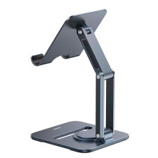 Підставка для телефона і планшета настільна Baseus Desktop Biaxial Foldable Metal Stand for Tablets обертання 360° Сірий