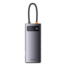 USB-хаб Baseus 7in1 Metal Gleam -Port Type-C HUB Adapter Type-C to USB3.0*3, Type-C(PD)*1, 4KHDMI, VGA, RJ45 Сірий