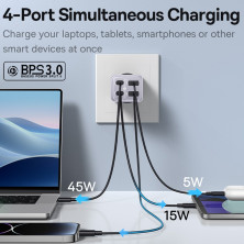 Сетевое зарядное устройство Baseus GaN6 Pro 65W 2USB+2Type-C + кабель Baseus Type-C to Type-C 100W 20V/5A 1м Фиолетовый