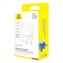 Мережевий зарядний пристрій Baseus GaN5 Mini Fast Charger 1C PD3.0 25W Type-C 3A Білий