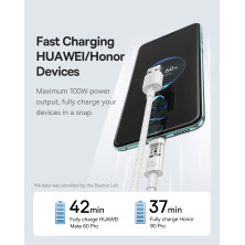 Кабель Baseus Gem Series Fast Charging Data Cable USB to Type-C 100W 20V 5A 2m Білий