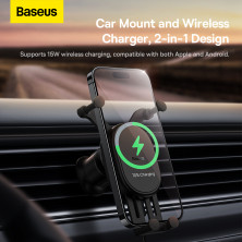 Бездротовий автомобільний зарядний пристрій Baseus Stable Gravitational Wireless Charging Car Mount Pro з технологією Qi 15W Чорний