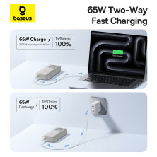УМБ Baseus Free2Pull with Retractable Cable 20000mAh 65W з технологією QC3.0+PD3.0 та Type-C кабелем 60W Сірий