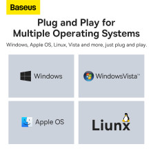 USB-хаб Baseus 4in1 Lite Series 4-Port Type-A HUB Adapter Type-A to USB3.0*4 кабель 1м Чорний