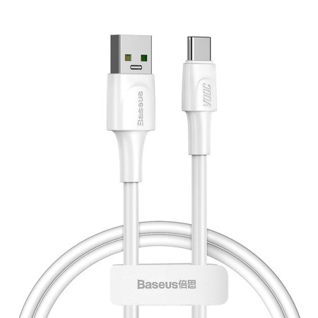 Кабель Baseus White Series Support VOOC Quick Charging Cable USB to Type-C 100W 20V 5A 1m Белый