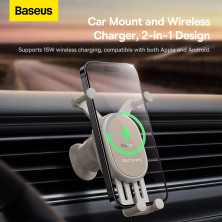 Бездротовий автомобільний зарядний пристрій Baseus Stable Gravitational Wireless Charging Car Mount Pro з технологією Qi 15W Білий